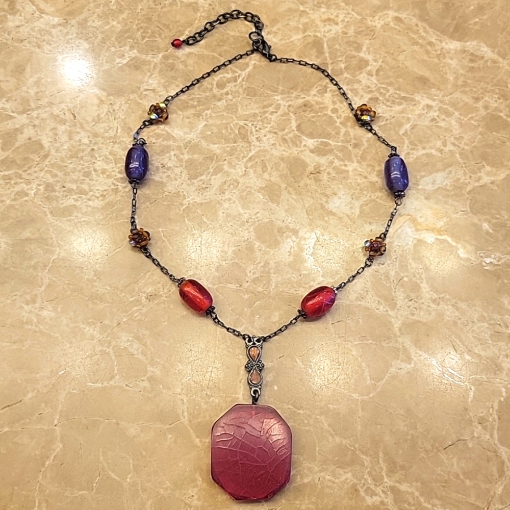 BOHEMIAN Pendant Necklace w/ Whimsical Beads,  9" - Picture 8 of 15